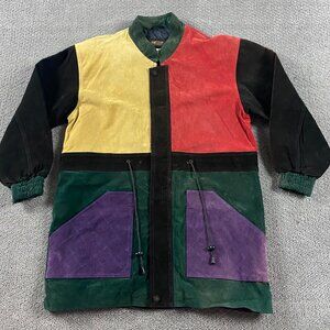 Vintage 90s Don't Stop Color Block Leather Jacket Women's Medium Hip Hop Rap